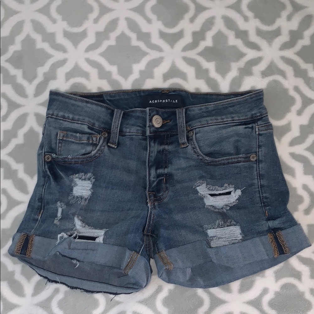 Aeropostale Blue Jean Shorts with Distressed Details 0